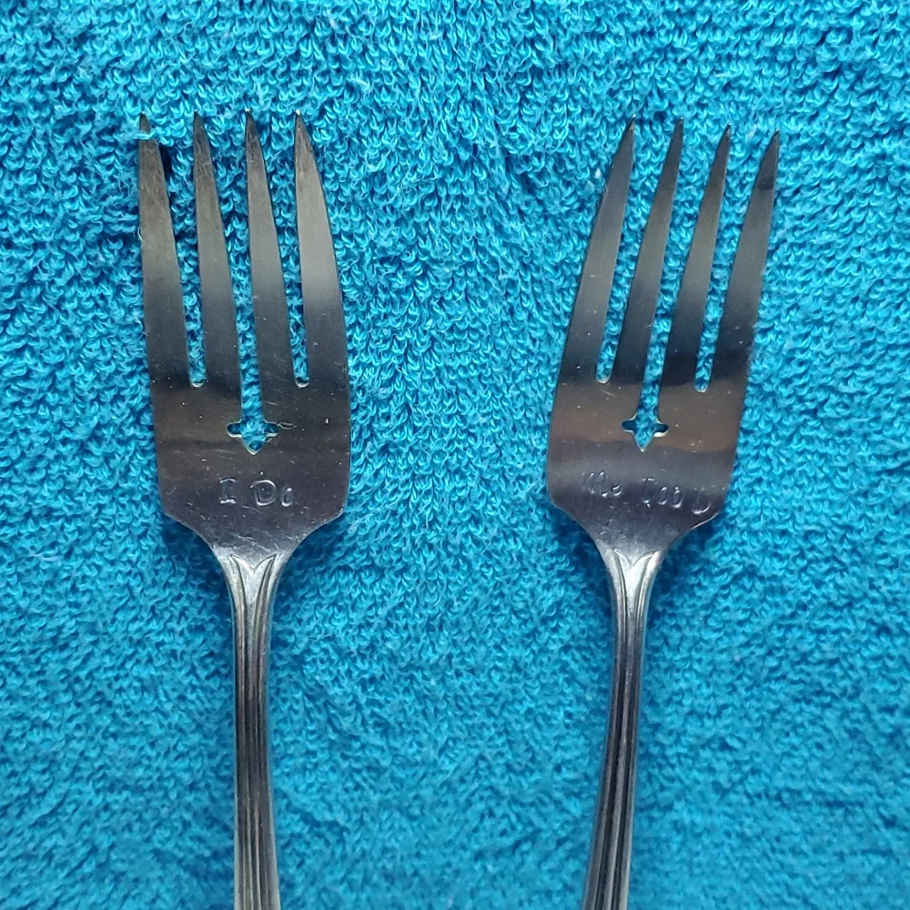 I DO Wedding Fork Set Anniversary Couple Decor Farmhouse